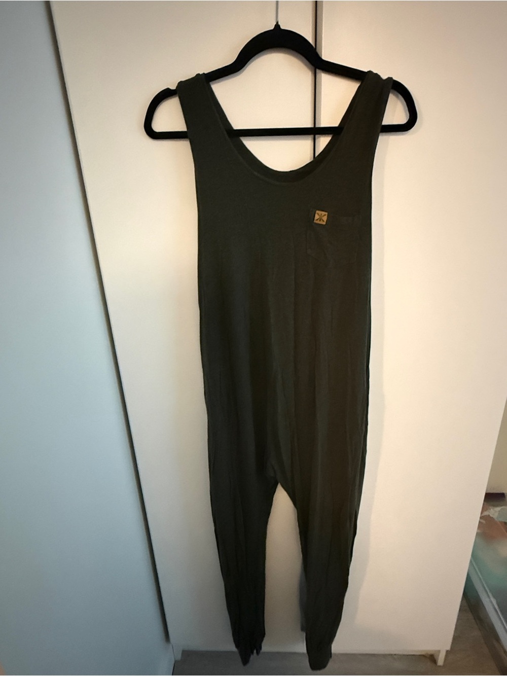 Brok Boys Bamboo Maternity Sleeveless Olive Green Pull-On Jumpsuit